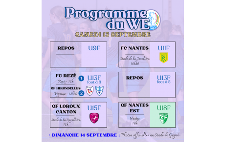 Planning du weekend